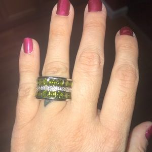 Silver and Green Ring